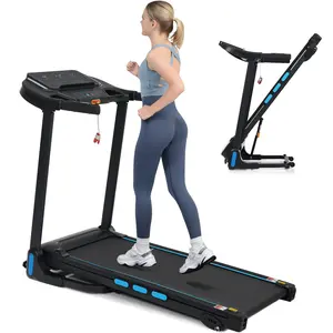 Home Portable Treadmill with Handlebars (300 lbs Load Capacity) Carpet Protection Foldable Walking Mat (Fitness Equipment) Remote Control Exercise Machine Carpet Protection