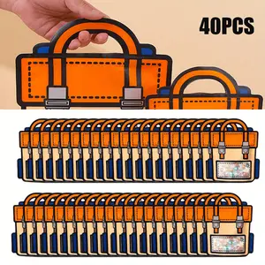 40 Pcs Cartoon Backpack Goodie Bags Proof Resealable Packaging Storage Candy Bag Plastic Hand-held Packaging Bag Fashion Accessories