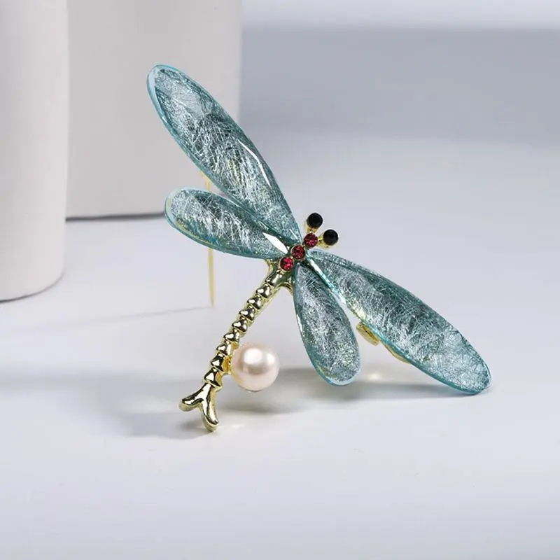 Elegant Dragonfly Brooch with Freshwater Pearl, Vintage-Inspired Pin with Hand-Painted Enamel and Crystal Accents for Women, Elegant Brooch, Brooch Pins, Jewelry For Women