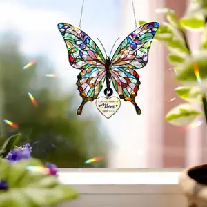 Holographic Butterfly Suncatcher: Memorial Gift for Mom