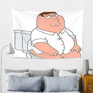 Peter Griffin Tapestry - 60x40 in Size, Lightweight Wrinkle-Free Peach Light Beige Fabric, Family Guy Characters Decoration for Bedroom - High-Quality Print, Soft Texture Home Accessory, Fan Gift