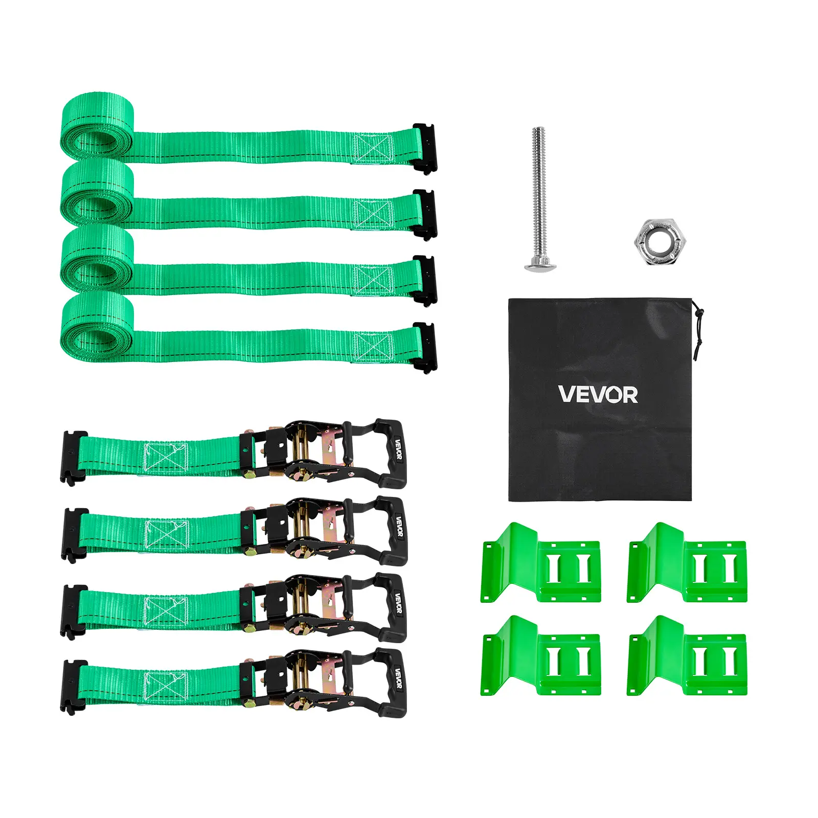 【Summerfinds】VEVOR Wheel Chock Tie-Down Kit,Chock-Style Trailer Tie Down StrapCar Tie Down Kit with BuckleBreak Strength 4380 lbs & Working Load 1460 lbs Motorcycle Tie-Down System E-Hooks for ATVsUTVs