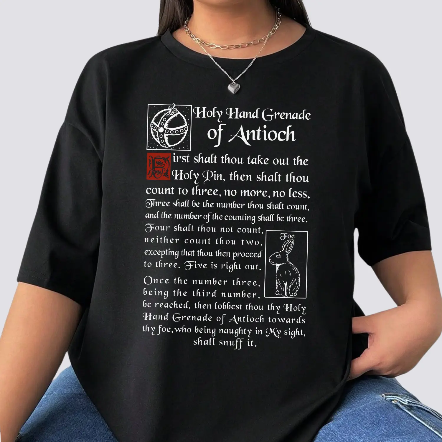 Men's Vintage Monty Python Holy Hand Grenade Round Neck Loose Baggy 100% Cotton Cult British Comedy Graphic T-Shirt, Tops for Fans as Classic Movie Gift, Casual Daily Wear