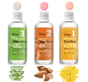 Mini Pre Wax Spray and After Wax Spray, Triple-bottle Set After Wax Care with Pre Wax Cleanser, Wax Remover Oil and Skin Soother Organic Aloe Vera Gel for Sensitive Skin