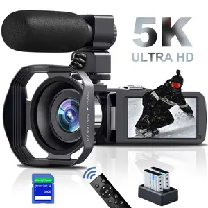 Halloween Gift 5K 64MP Video Camera with Touch screen Infrared Night Vision and WiFi, 18X Zoom camcorder Includes Microphone and 32GB SD Card Dual Lens camcorder digital video outdoor recorder