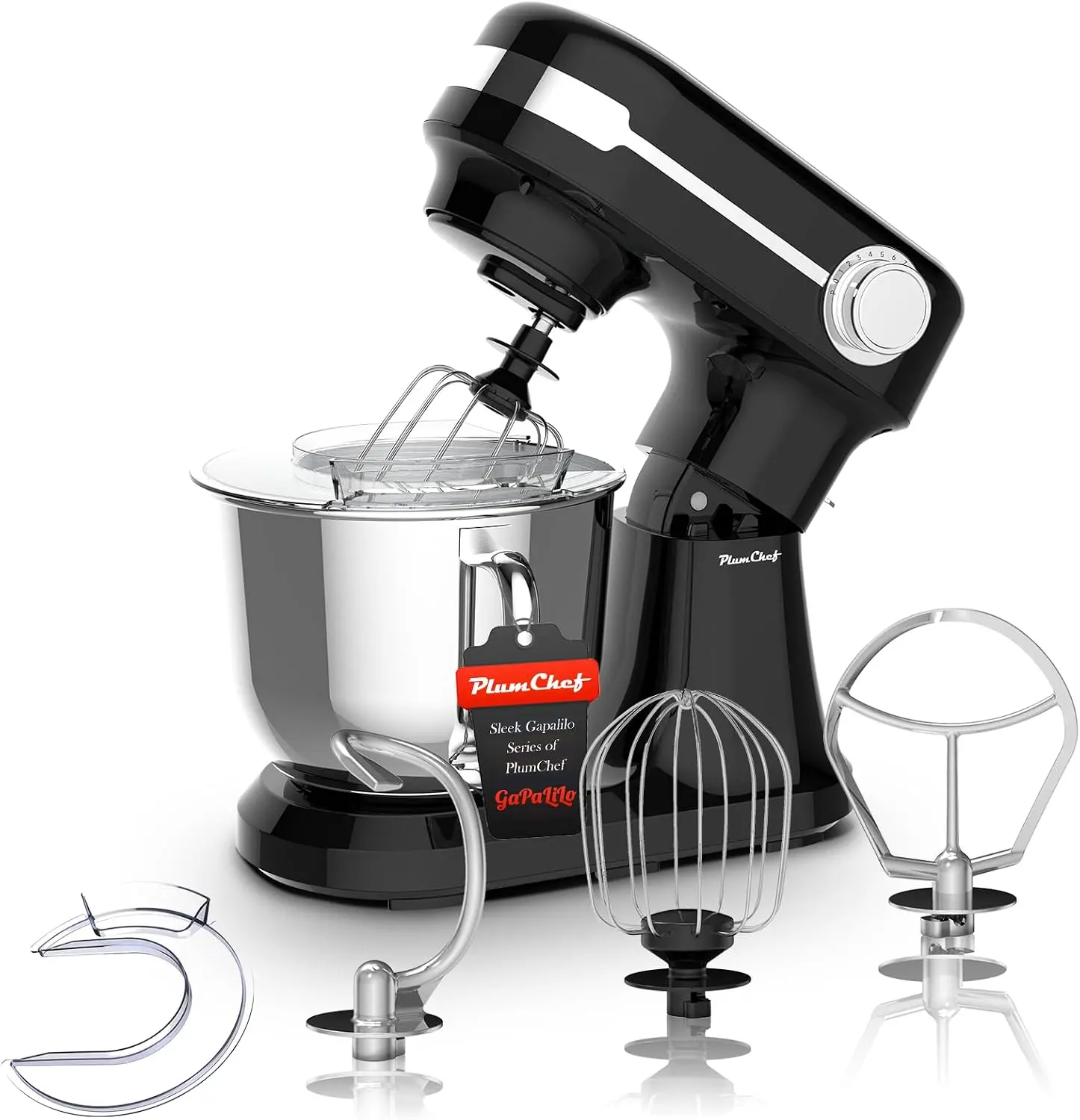 5.5 QT Electric Stand Mixer, baking mixer, 12-Speed Kitchen Mixer with Tilt-Head, Stainless Steel Bowl Dough Mixer, Egg Whisk, Dough Hook & Beater Included, Idea for 3-5 Family,Black