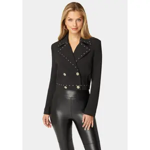 Studded Woven Twill Blazer