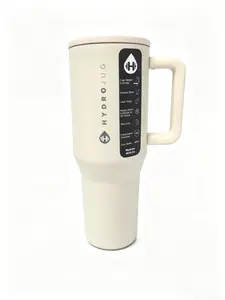 HydroJug 40oz Beige Cream Insulated Stainless Steel Travel Tumbler - Portable Water Bottle Flask, Handle & Flip Straw, Cup Holder Friendly, Leak-Proof, BPA-Free, Skull Sublimation for Coffee & Iced Drinks, Water Bottles
