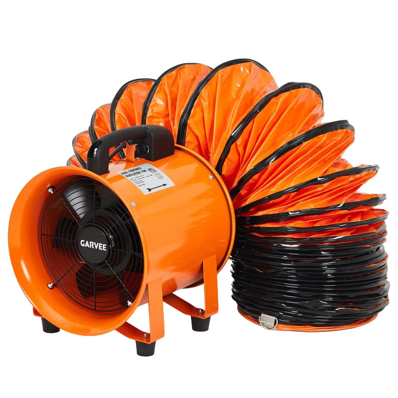 8 Inch Air Mover Blower Fan, Portable Explosion Proof Exhaust Fan | 1070CFM, 3450RPM, with 32.8 FT Duct, Low-Noise Air Mover Ventilation Fan for Basement, Workshop, Warehouse, Confined Space