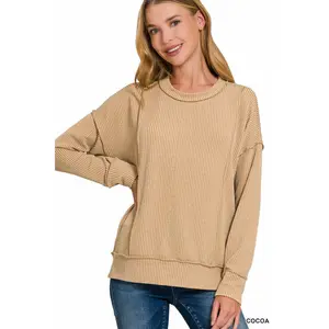 Mia Corded Pullover - Cocoa