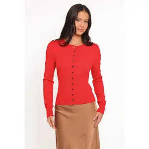 Walsh Scalloped Cardigan - Red