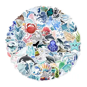 100Pcs Ocean Creatures Watercolor Stickers Pack, Waterproof Underwater Nature Vinyl Decals for Laptop Water Bottle Journal Scrapbook, Fresh Gifts for Marine Life & Nature Lovers, Craft Kits