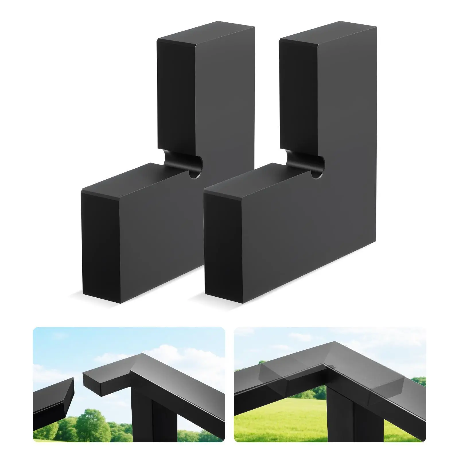 VEVOR 2-Pack 100x100mm Handrail Connectors, Hidden Install POM Fittings for Deck Railings, Rectangular Cable Railing Accessories for DIY Users, Matte Black HT-05#SohoChic