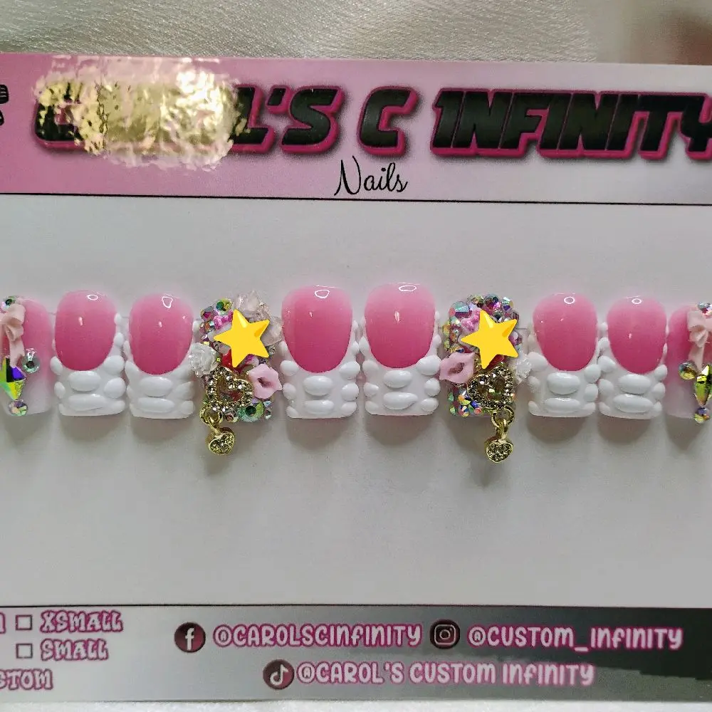 medium length Square white French croc nails design