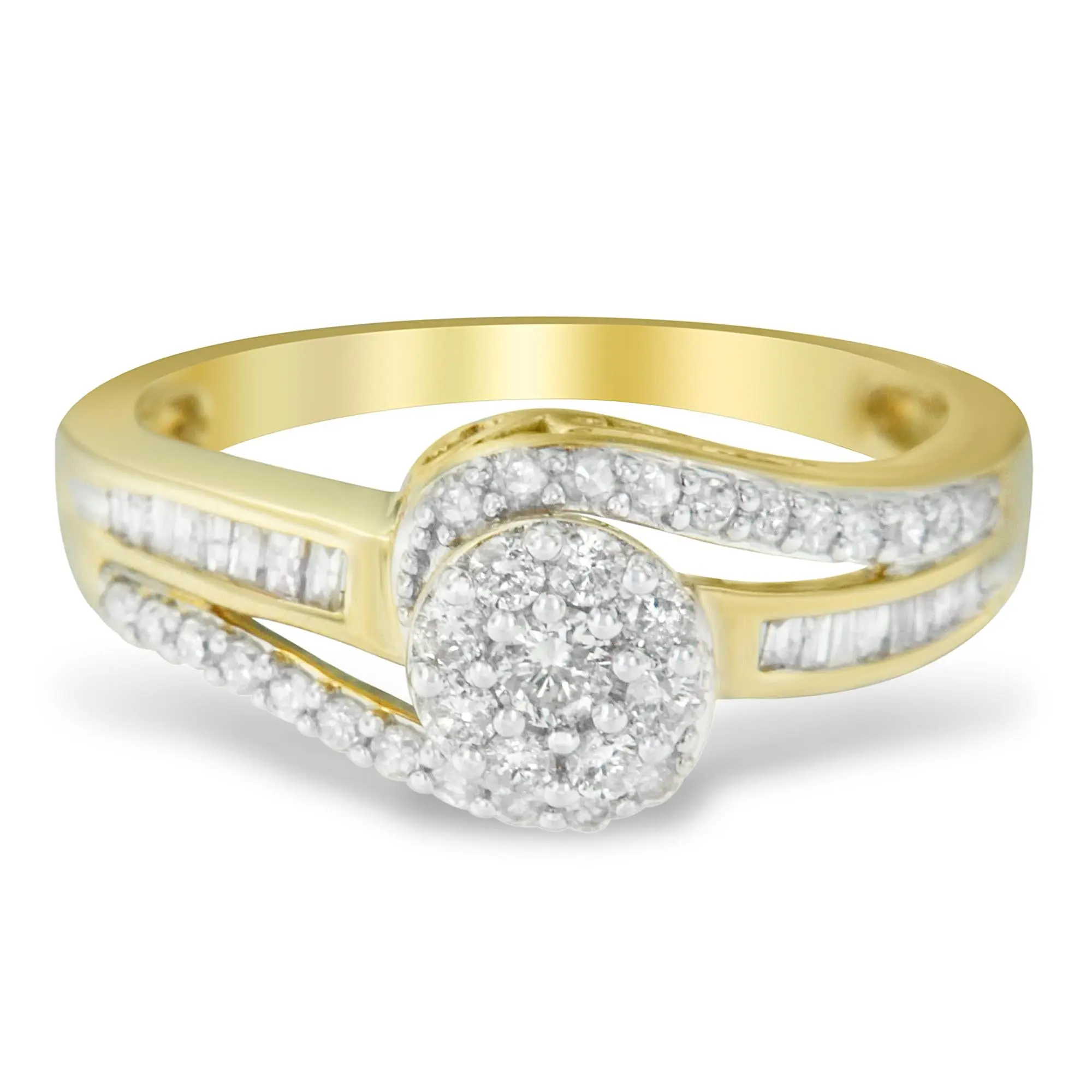 10K Yellow Gold Diamond Cluster Ring (1/2 Cttw, I-J Color, I2-I3