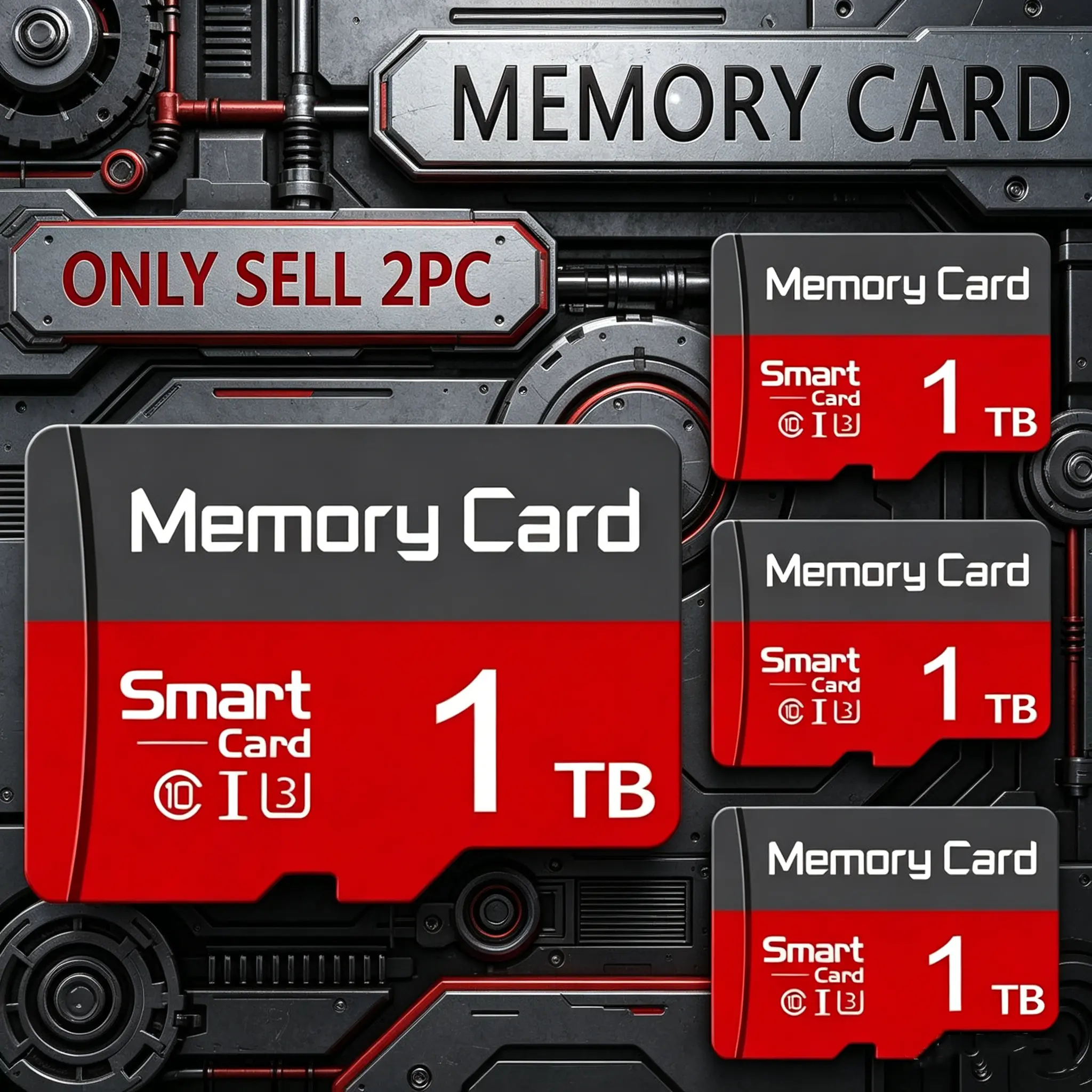2 Pack 1TB Durable Micro SD Card for Dash Cams & Car Audio, SD Memory Card for Mobile Phones, Micro TF SD Cards for Surveillance Cameras, MicroSDXC Card Compatible with PC, Universal SD Card Storage