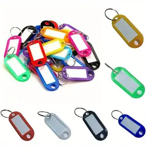 50pcs Plastic Keychain Key Tags Id Label Name Tags With Split Ring For Baggage Key Chains Key Rings