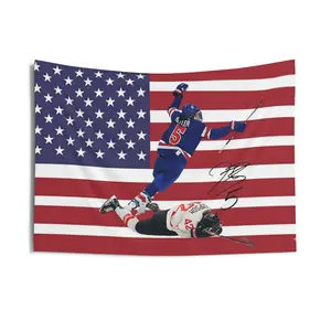 Keller Women USA Hockey Flag Tapestry, Hockey Aesthetic Banner Dorm Frat Wall Decor