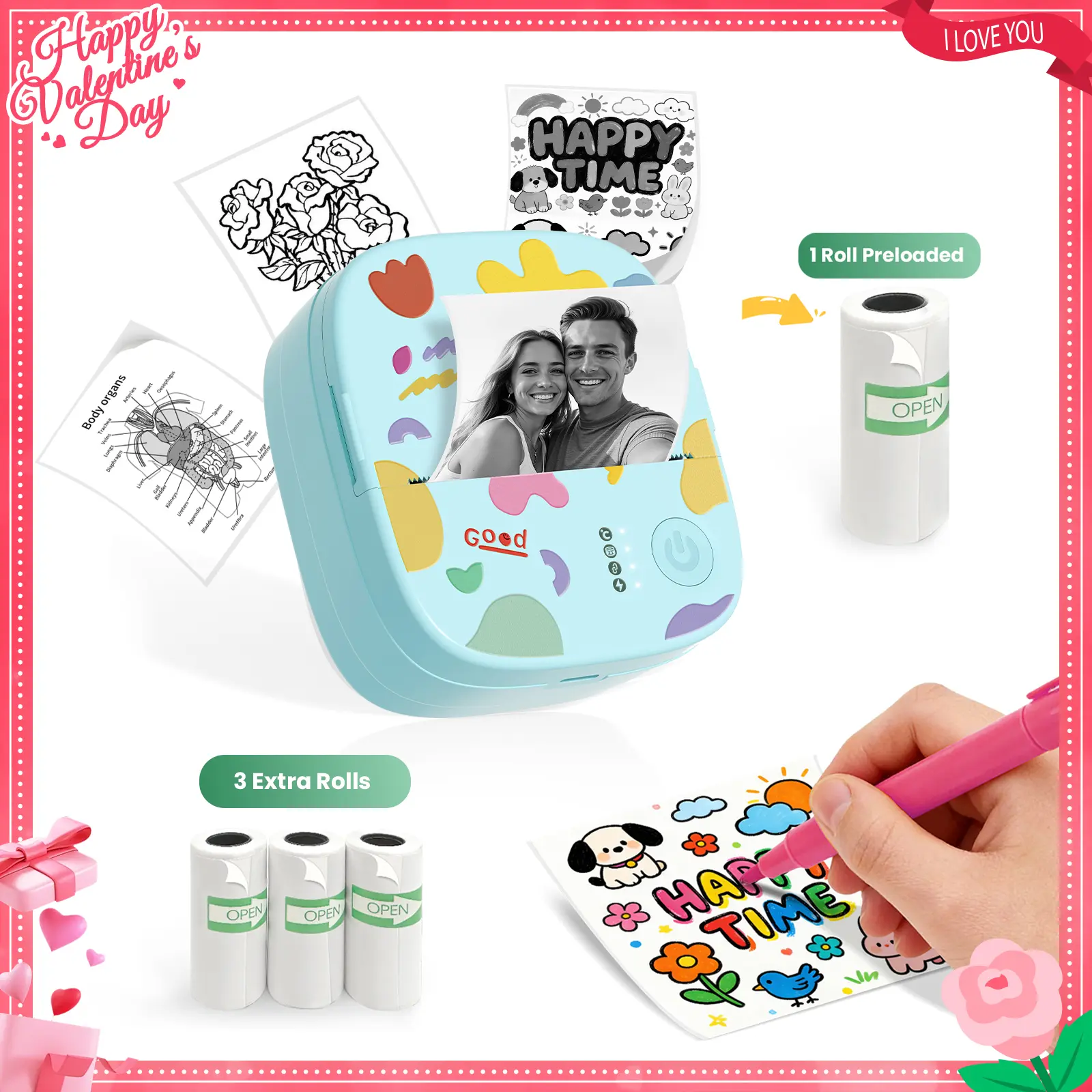 1 Printer(Blue)+3 Rolls of Label