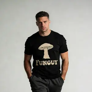 GEEKSOUTFIT Fungi Fun Guy T-Shirt for Men - Casual Crewneck Cotton Short Sleeve Graphic Top - Perfect for All Seasons - Menswear