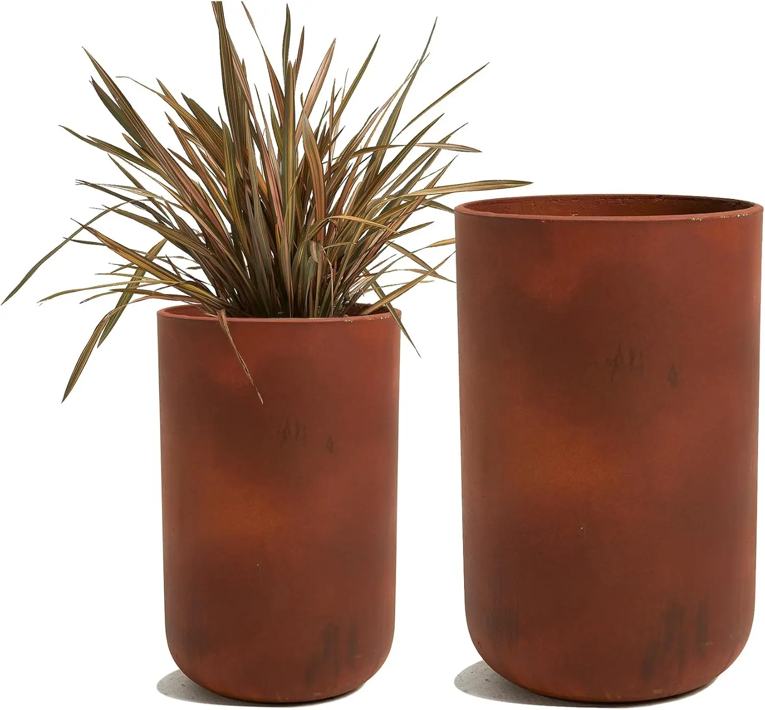 DAVYLINE 19.5" H. Large Cylindrical Cement Planter Rust Color Tall Plant Pot for Indoor Outdoor Decor 19.5" H. x 14" Dia. Supplier Warranty Included