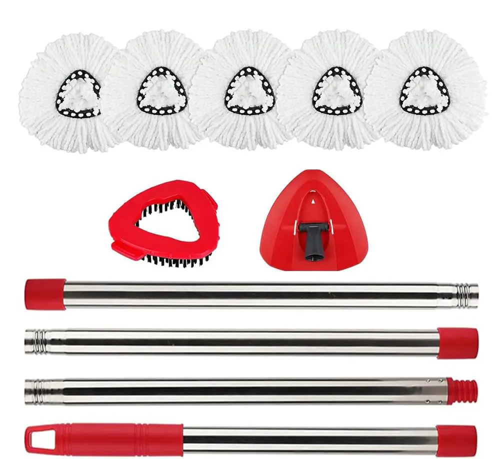 Microfiber Mop Heads Replacement Set for O-Cedar EasyWring 1-Tank System, Machine Washable, Includes Plastic Brush, Compatible with Wood & Tile Floors, Mopheads Replacement, Microfiber Mopheads