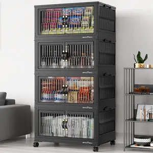 Broview V8 180Qt/240Qt/300Qt Stackable Storage Bins with Lid, Each 60Qt Stackable Storage Bin with Lid, Closet Organizer and Storage Drawer, Collapsible Storage Box with Wheels, Plastic Clothes Storage Cabinet Containers for Home Organization