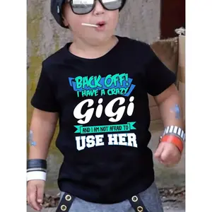 1 Crazy Gigi Pattern Boy's Cotton T-Shirt - Casual & Comfortable Round Neck, Breathable Knit Fabric, Cute Style for All Seasons
