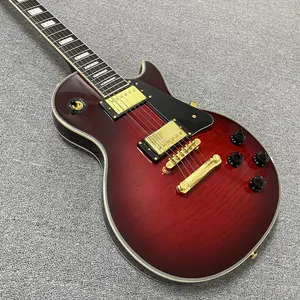 Guitar red flame maple top Mahogany body 6 strings  Rosewood fingerboard Gold hardware