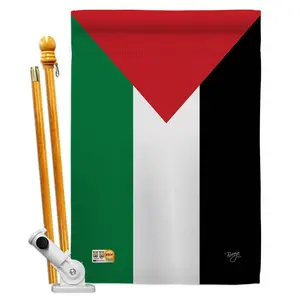 212 MAIN 28x40 in. Palestine Nationality Impressions Decorative Vertical Double-Sided House Flag Set, with Pole Bracket & Hardware, Indoor-Outdoor Use, Pro Guard Weather-Resistant Design