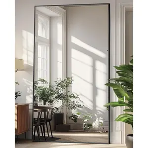 Full Length Mirror, 81"x41" Floor Mirror, Floor Standing Freestanding Full  Mirror with Stand for Bedroom, Hanging Mounted for Living Room Cloakroom, Black