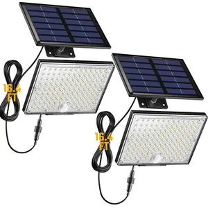 Solar Outside Lights with 113 Bright LEDs 7000K, Motion Sensor Outdoor Flood Lights Dusk to Dawn with 16ft Cable IP65 Waterproof, Security Light for Garden Barn Porch 2 Pack