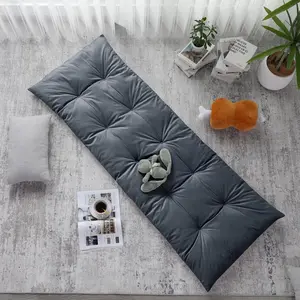 Floor Lounger Pillow Foldable and Tufted Design Long Floor Cushion for Yoga Reading Sleeping Meditation, Elastic Band for Roll Up and Easy Storage, Machine Washable, Dark Grey, 74"x27"