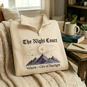 Embroidered Night Court Quarter Zip Sweatshirt, Velaris City of Starlight Shirt, Book Sweatshirts Acotar, Book Lover Sweatshirt