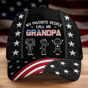 Custom Kid Names My Favorite People Call Me Grandpa Hat, Papa Gift, From Grandkids, Dad, Father's Day Cap, 4th Of July Hat, 250 Cap, hat for grandpa, grandpa gift, dad hat