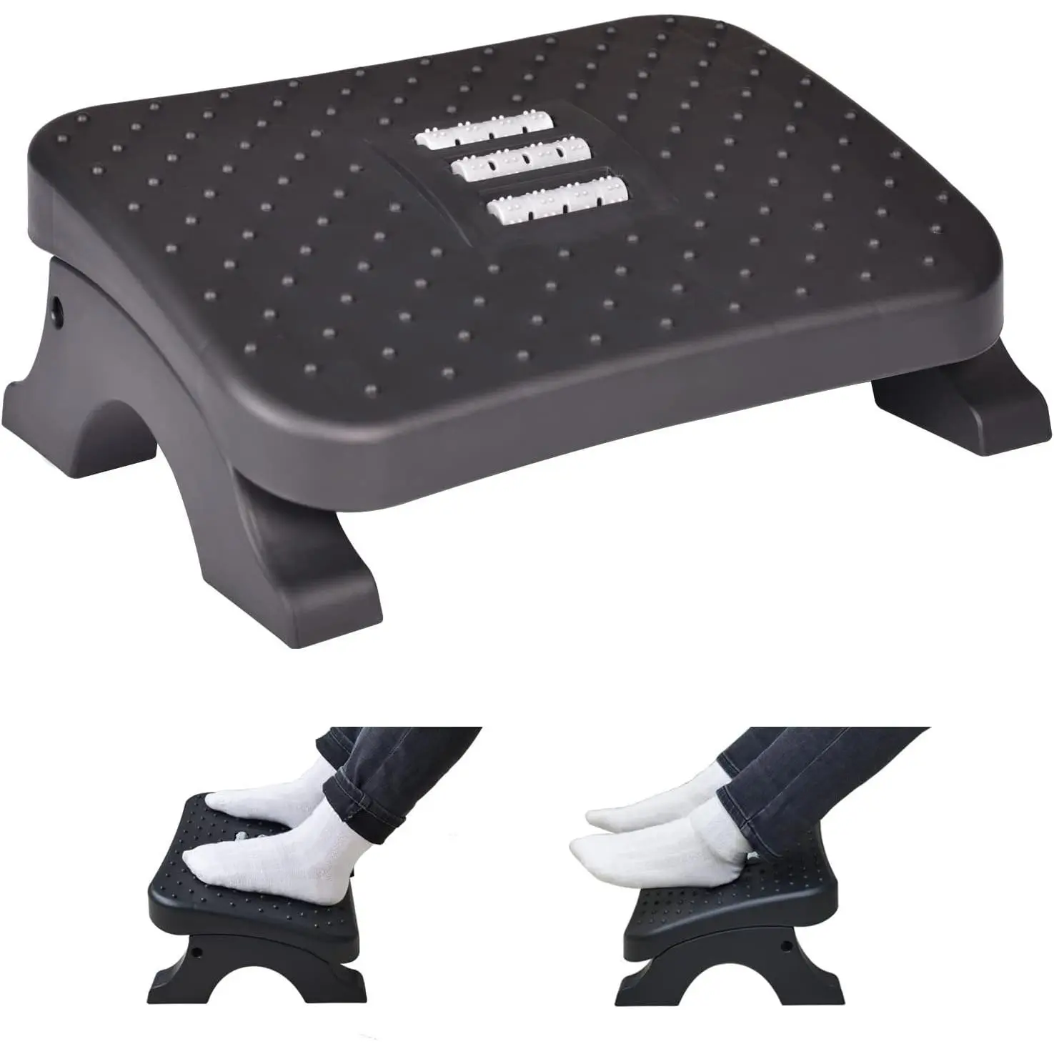 Under Desk Footrest,  Foot Stool with Massage Rollers Max-Load 120Lbs Desk  Rest  for Home Office Work