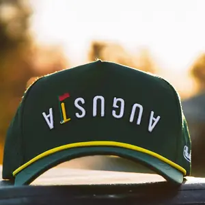 Augusta Green Rope Snapback Hat for Men - One Size Fits Most, Polyester-Spandex Blend, Adjustable Strap, Breathable Fabric, High-Quality Embroidery