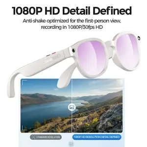 Sport Video Wireless Smart Glasses, with 2MP Camera Anti-Shake,1080P Video Recording , 3Lens(Sunglasses +Anti Blue Lens+Gradient ) for Men Women ,Hands-free BT Calling,AI Translation ,AI Object Recognition