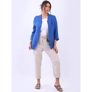 Ladies Open Front Solid Linen Jacket