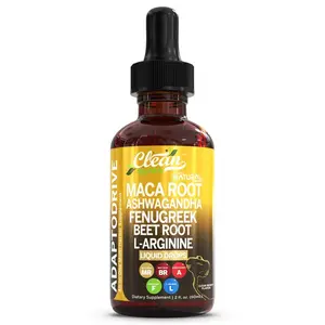 Organic Maca Root Liquid Drops with Ashwagandha, Fenugreek, Beet Root and L-Arginine Liquid Multivitamin for Women and Men - Adapto Drive Supplement