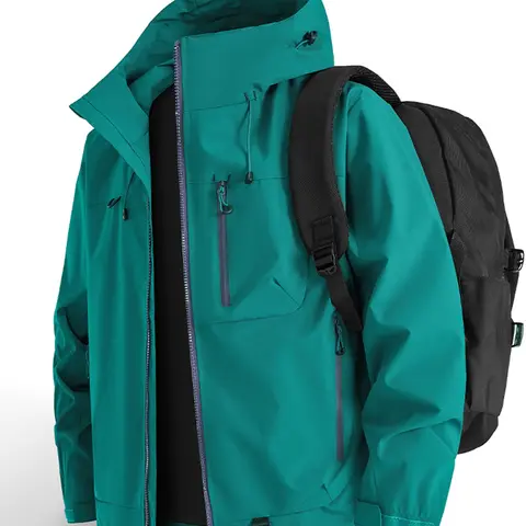 New Outdoor Hooded Hiking Jacket, Windproof Outdoor Outerwear, Couples' Windproof Waterproof Three-Function Jacket, Breathable Comfortable Fashion Jacket for Spring Autumn