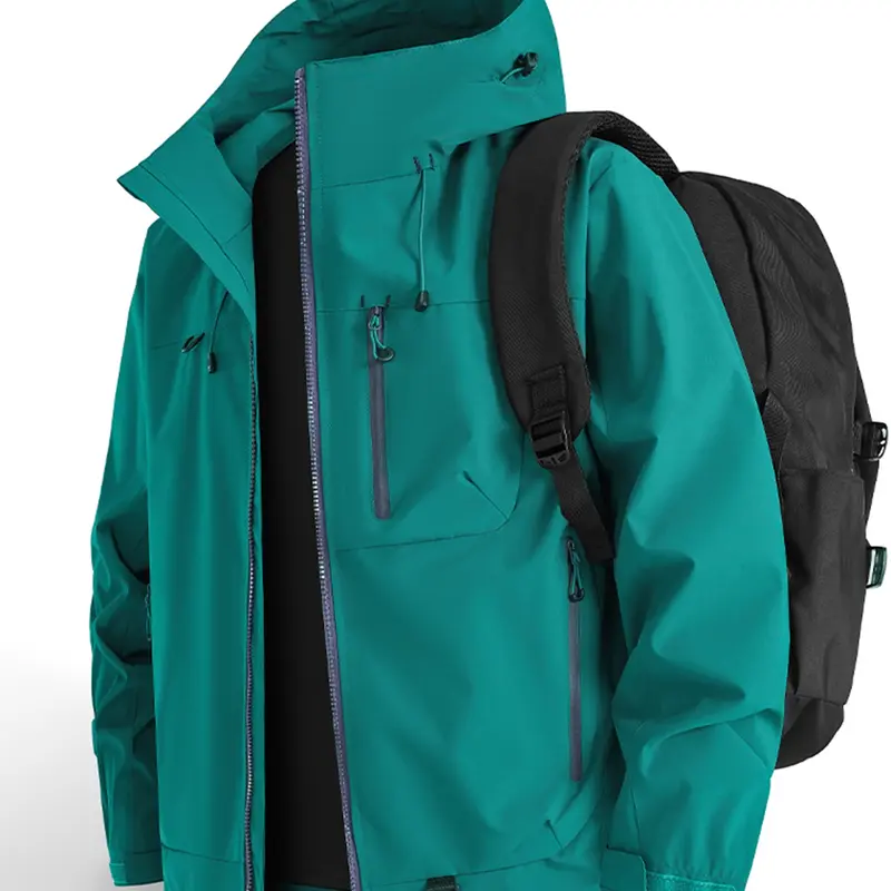 New Outdoor Hooded Hiking Jacket, Windproof Outdoor Outerwear, Couples' Windproof Waterproof Three-Function Jacket, Breathable Comfortable Fashion Jacket for Spring Autumn