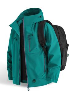 new outdoor hooded couples' mountain climbing jacket, spring & autumn windproof waterproof breathable stylish plain jacket