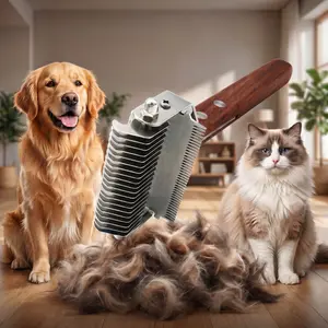 Premium Double Sided Pet Grooming Brush | Ultimate Cat Hair Removal Tool & Dematting Comb Pet Summer Stuff