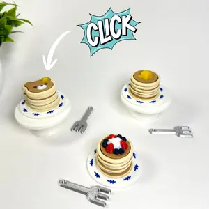 Pancake Stack with Fork Fidget Clicker Keychain