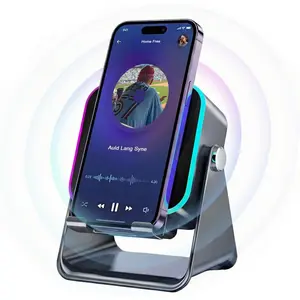 5-in-1  Speaker with  Induction & Phone Holder, 5000mAh , RGB Ambient Light, 360?Rotation, Hi-Fi Sound,   5.3, Compatible with Smartphones/Tablets (Black)