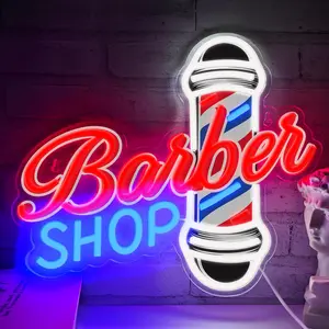 Barber Shop Neon Sign LED Lights for Hair Salon Decor - Dimmable Advertising Light Up for Studio, Business Store - Hairdresser Gift