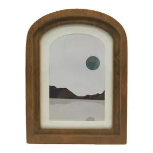 1pc 5x7 Rustic Arch Picture Frame - Arched Rurality Style Wall Hanging Decor with Farmhouse Accents, Elegant Tabletop Art Display for Classic Portraits, Perfect Gifts for Easter, Wedding, Mother's Day, Christmas, Antique Vintage Decor, Brown Finish