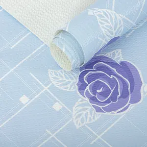 RAY STAR Shelf Liner for Kitchen Cabinets, Drawer Liner for Dresser Non-Slip Bathroom, Non-Adhesive Cabinet Liner Washable (Blue Rose)