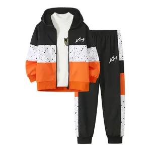 Boys' autumn clothes 2-piece colorful striped long-sleeved zipper hooded coat and sweatpants autumn and winter fashion and leisure suit 3-12-year-old children's outdoor durable comfortable and fashionable children's clothing